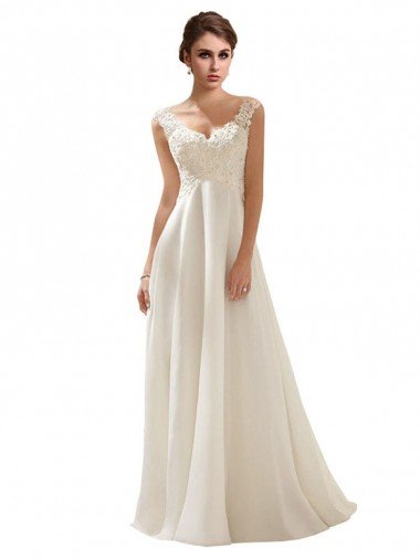 Shop V-Neck Lace Wedding Dress On Chiffon Sydney