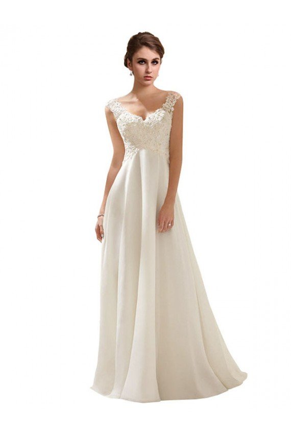 V-Neck Lace Wedding Dress On Chiffon Sydney
