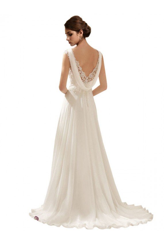 V-Neck Lace Wedding Dress On Chiffon Sydney