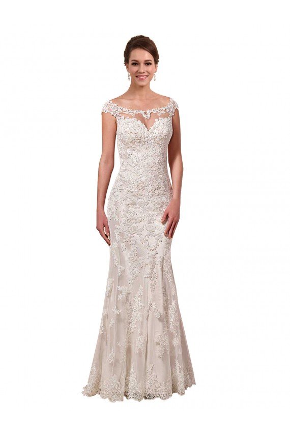 Shop Illusion Bateau Neckline Fit and Flare Lace Wedding Dress Sydney