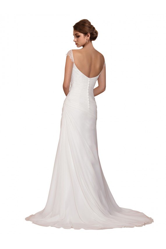 Shop V-Neck Sheath Chiffon Wedding Dress with Straps Sydney