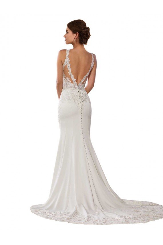 Shop Modern Deep V-Neck Sheath Lace Wedding Dress with Open V-Back Sydney