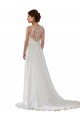 Shop Illusion Neck A-Line Chiffon Beach Wedding Dress with Lace Halter Neckline Sydney