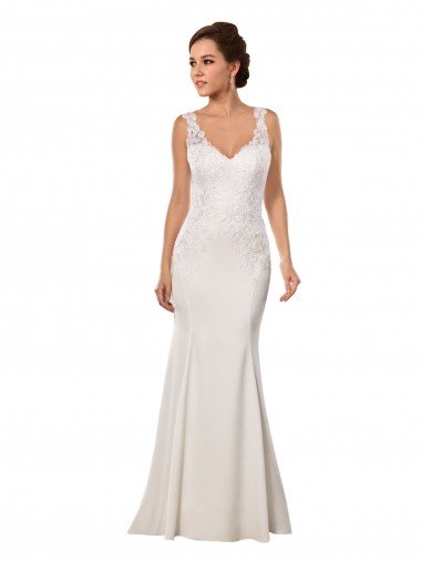 Shop V-Neck Mermaid Crepe Wedding Dress with Lace Bodice Sydney