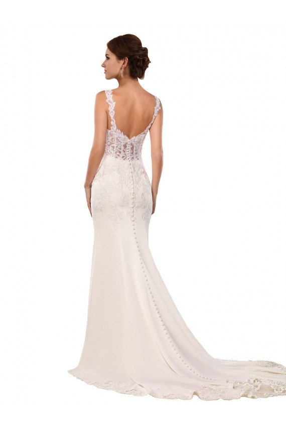 V-Neck Mermaid Crepe Wedding Dress with Lace Bodice Sydney
