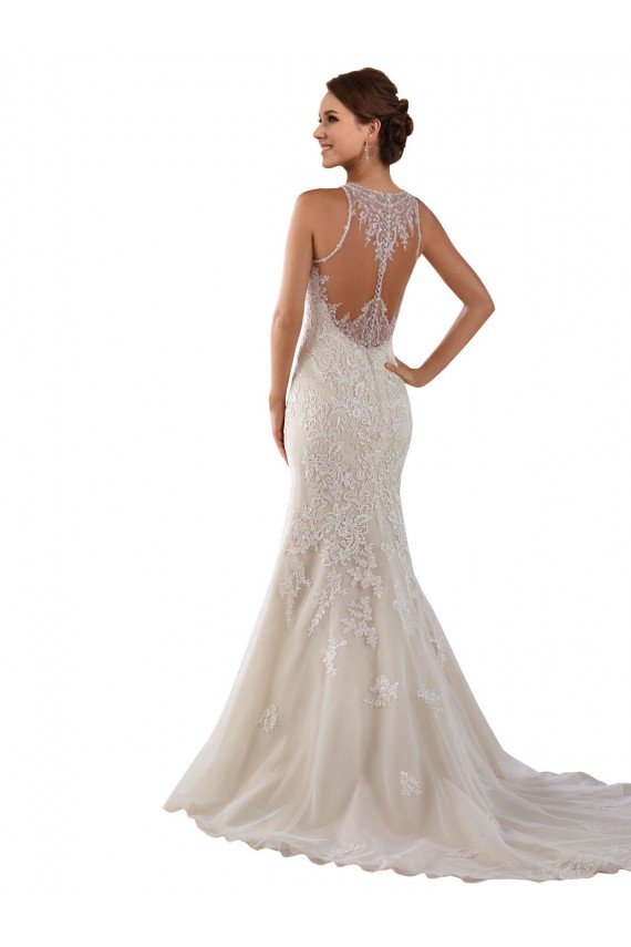 High Neck Mermaid Lace Wedding Dress with Illusion Back Sydney