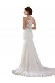 Modern High Neck Sheath Wedding Dress with Lace Bodice Sydney