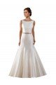 Modern Boat Neck Mermaid Satin Wedding Dress with Deep V-Back Sydney
