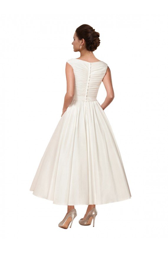 Shop V-Neck A-Line Short Ankle Length Satin Wedding Dress Sydney