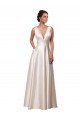 Shop Deep V-Neck A-Line Satin Wedding Dress with Pockets Sydney