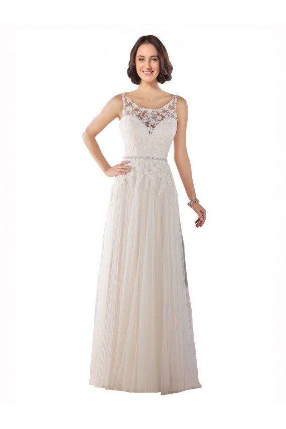 Shop High Lace Neck Illusion Back Tulle Boho Wedding Dress Sydney