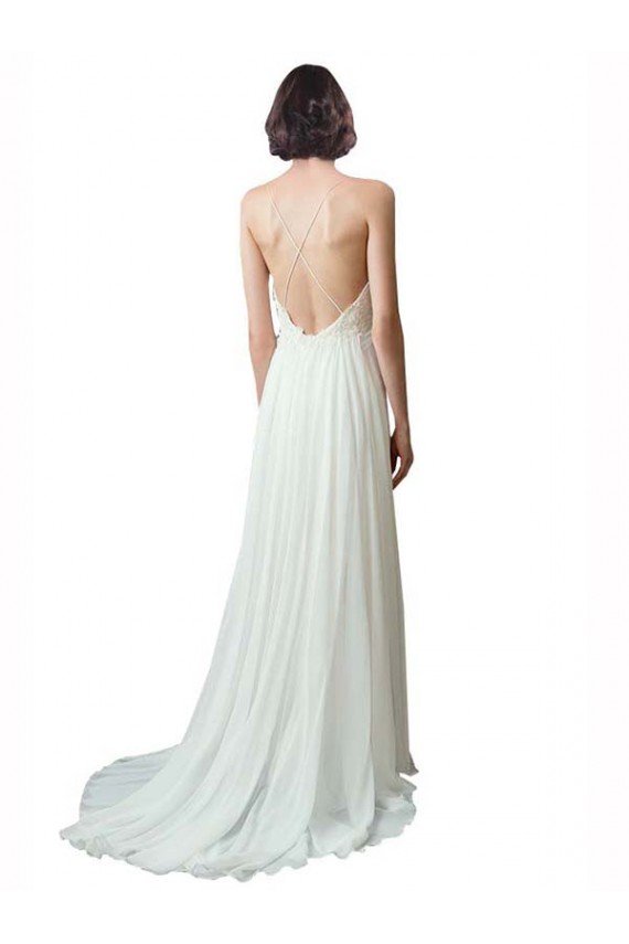 Spaghetti Straps V-Neck A-Line Chiffon Beach Wedding Dress Sydney