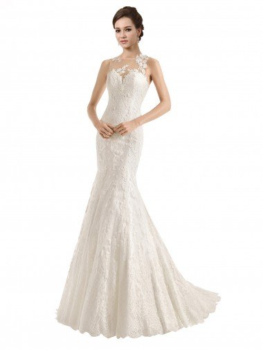 Shop Illusion Neck Mermaid All Over Lace Wedding Dress Sydney
