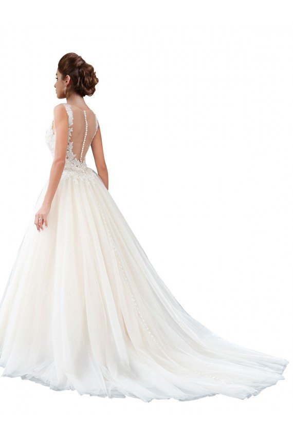 Shop Illusion Neck A-Line Tulle Beach Wedding Dress with Lace Bodice Sydney