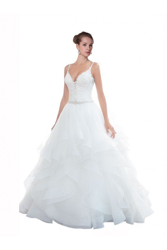 Spaghetti Straps Ball Gown Beach Wedding Dress with Lace Bodice Sydney