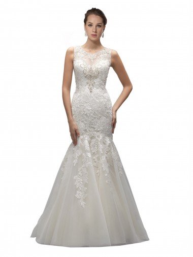 Shop Illusion High Neck Mermaid Lace Wedding Dress Sydney