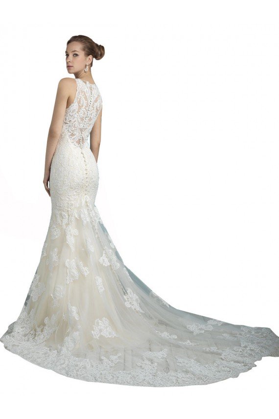 Shop Deep Illusion Neck Mermaid Tulle Beach Wedding Dress with All Over Lace Sydney