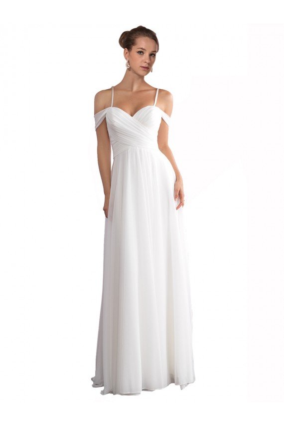 Shop Off the Shoulder A-Line Ruched Chiffon Beach Wedding Dress Sydney