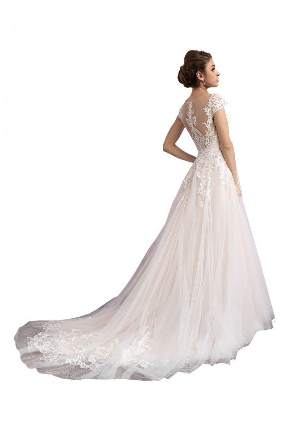 Shop Illusion Cap Sleeves A-Line Tulle Beach Wedding Dress with Lace Bodice Sydney