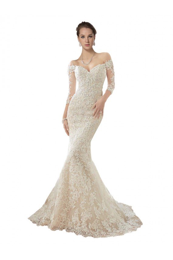 Long Sleeves Off the Shoulder Trumpet Lace Wedding Dress Sydney