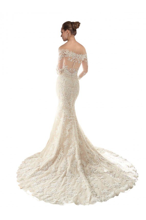 Long Sleeves Off the Shoulder Trumpet Lace Wedding Dress Sydney