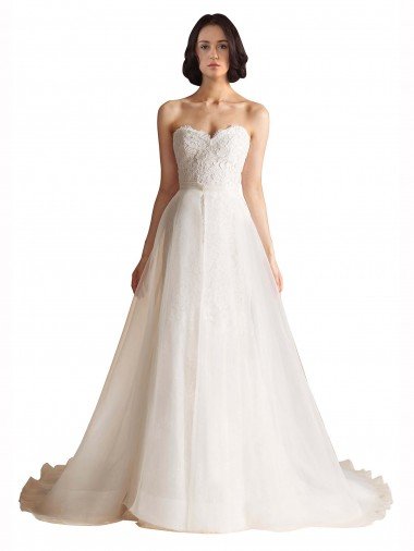 Strapless Sweetheart Lace Bodice A-Line Organza Wedding Dress Sydney