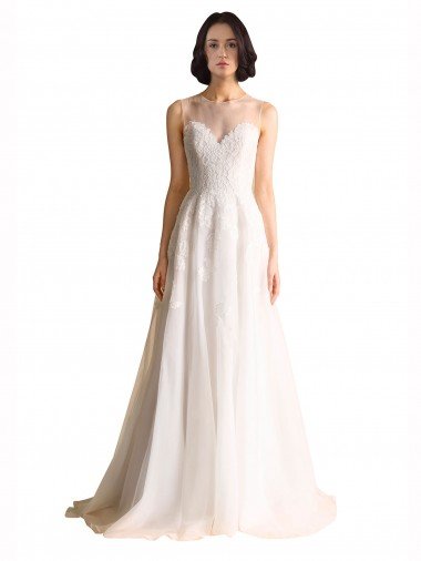 Shop Illusion Neck A-Line Organza Wedding Dress Sydney