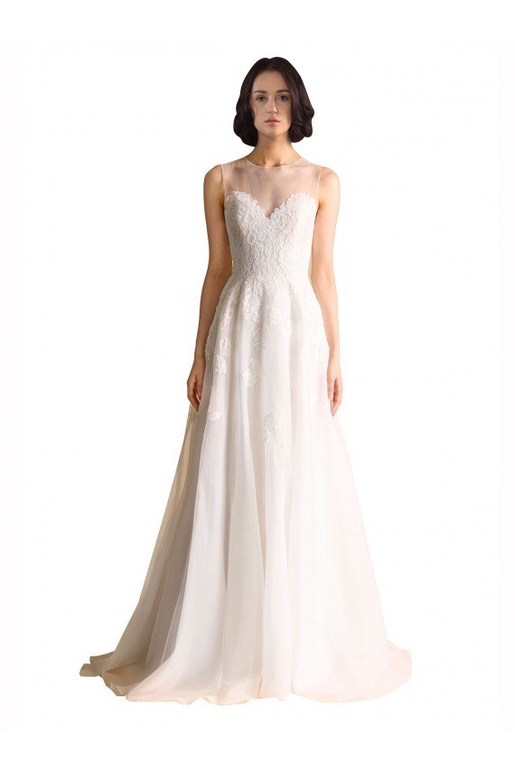 Shop Illusion Neck A-Line Organza Wedding Dress Sydney