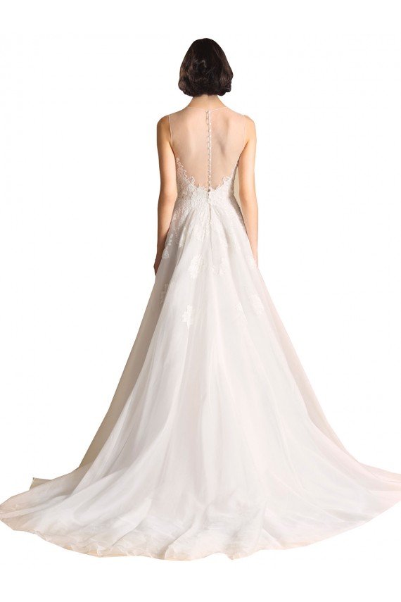 Shop Illusion Neck A-Line Organza Wedding Dress Sydney