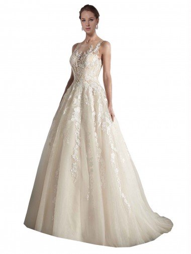 Shop Illusion Neck A-Line Tulle Wedding Dress Sydney