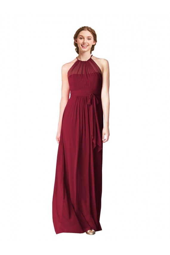 Halter Neck Chiffon Bridesmaid Dress with Shirred Bodice Sydney