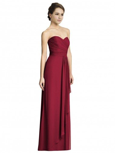 Shop Long Strapless Chiffon Bridesmaid Dress with Side Slit Sydney