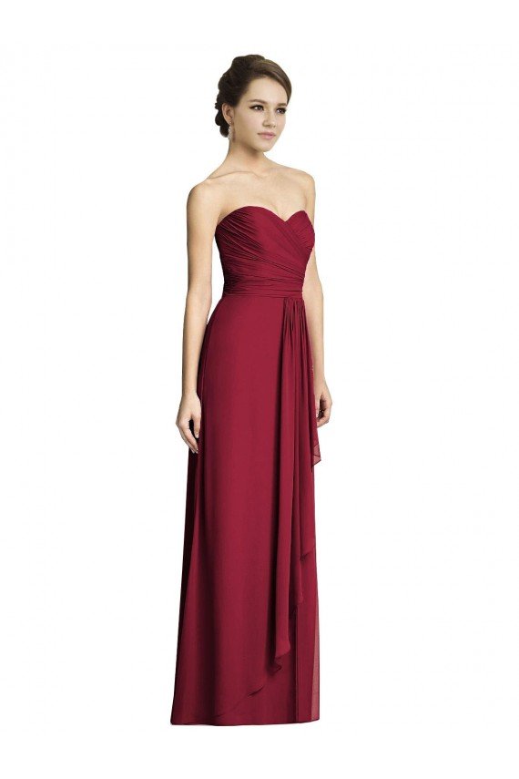 Shop Long Strapless Chiffon Bridesmaid Dress with Side Slit Sydney