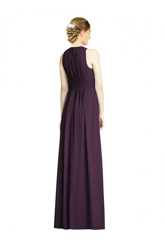 Long Chiffon V-Neck Bridesmaid Dress with Shirred Bodice Sydney