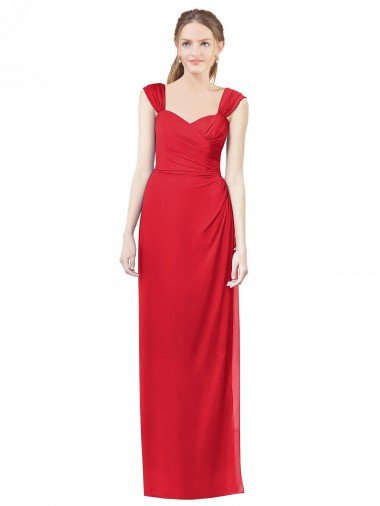 Shop Long Chiffon Bridesmaid Gown with Neckline Straps Sydney