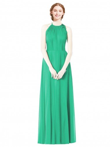 Shop Halter Neckline Long Chiffon Bridesmaid Dress with Side Bow Sydney