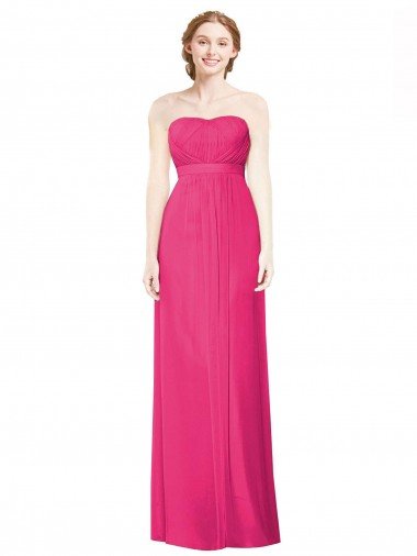 Shop Full Length Strapless Long Chiffon Dress with Waistband Sydney