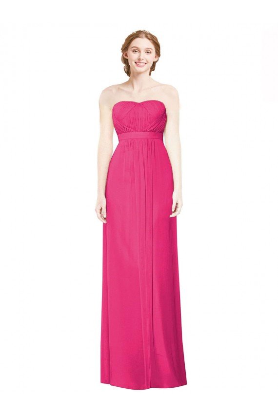 Shop Full Length Strapless Long Chiffon Dress with Waistband Sydney