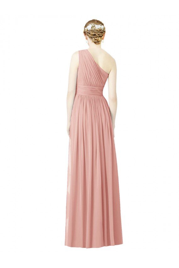 Shop One Shoulder Long Chiffon Bridesmaid Dress with Shirred Waistband Sydney