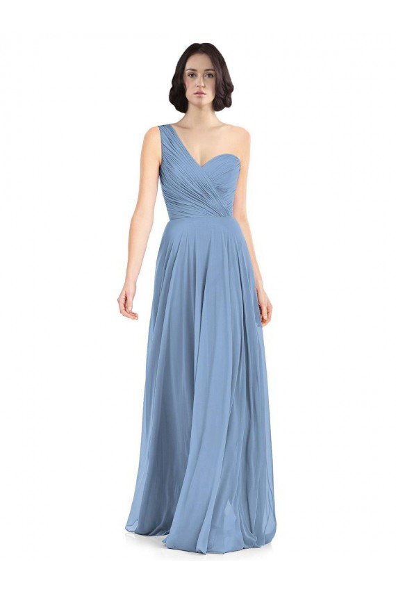 Shop One Shoulder Long Chiffon Bridesmaid Dress with Sweetheart Bodice Sydney