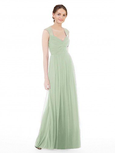 Shop Sheer Back Cap Sleeves Long Chiffon Bridesmaid Dress  Sydney