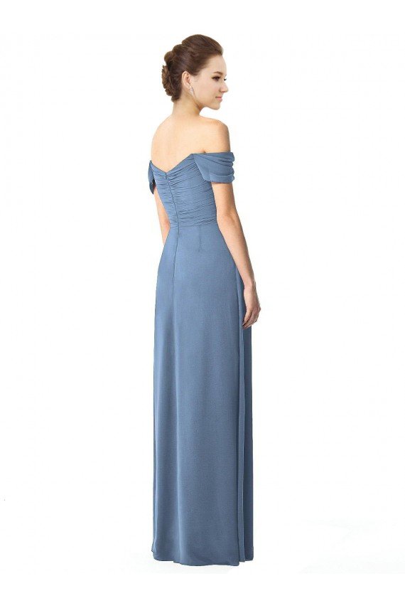 Shop Off the Shoulder Chiffon Bridesmaid Dress with Draped Bodice Sydney