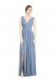 Shop Sleeveless Draped Chiffon Maxi Bridesmaid Dress with Front Slit Sydney