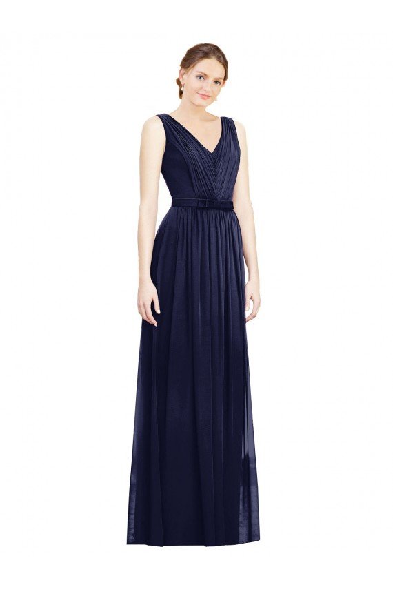 Shop Full-Length V-Neck Lux Chiffon Bridesmaid Dress with V-Back Sydney