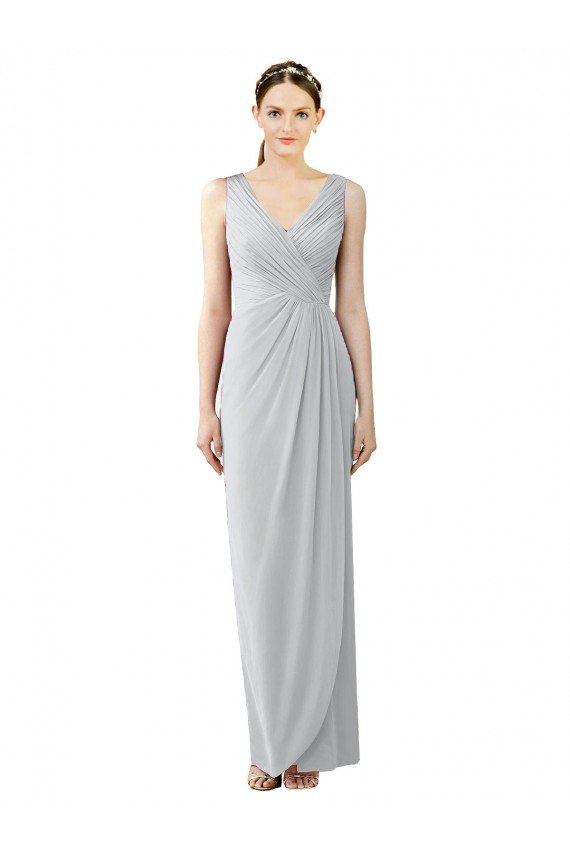 Shop Draped Sleeveless Long Chiffon V-Neck Bridesmaid Dress Sydney