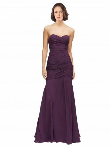 Shop Full Length Chiffon Bridesmaid Dress with Sweetheart Neckline and Ruffles Sydney
