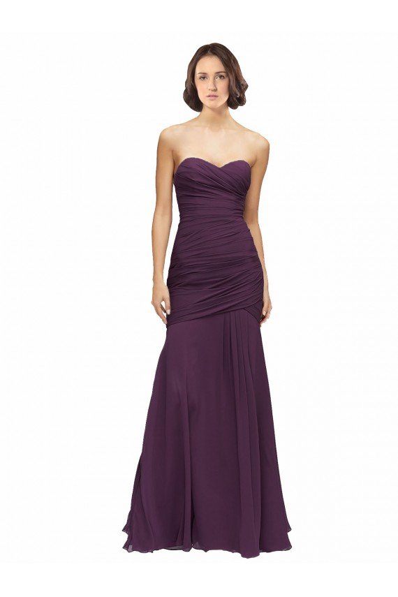Shop Full Length Chiffon Bridesmaid Dress with Sweetheart Neckline and Ruffles Sydney