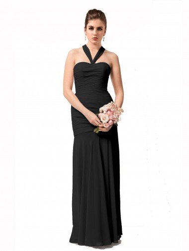 Shop Long Halter Chiffon Bridesmaid Dress with Dropped Waist Sydney