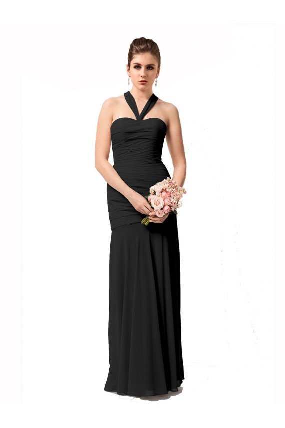 Shop Long Halter Chiffon Bridesmaid Dress with Dropped Waist Sydney