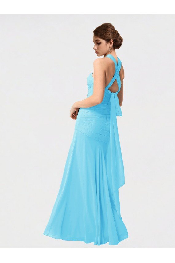 Shop Long Halter Chiffon Bridesmaid Dress with Dropped Waist Sydney